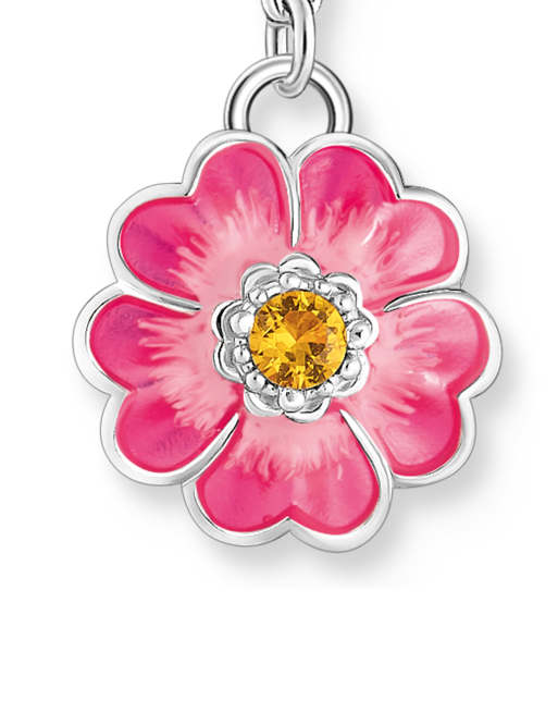 Thomas Sabo Silver charm pendant with pink flower in silver, multicolored, 2 of 3