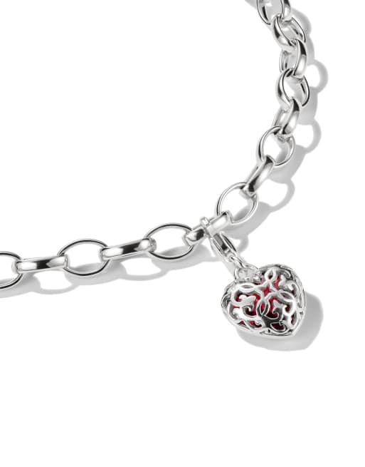 Thomas Sabo Silver charm pendant with red stone in heart-shape in 925 sterling silver - SILVER, 2 of 5
