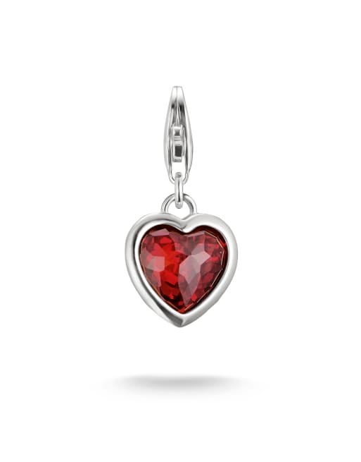 Thomas Sabo Silver charm pendant with red stone in heart-shape in 925 sterling silver - SILVER, 4 of 5