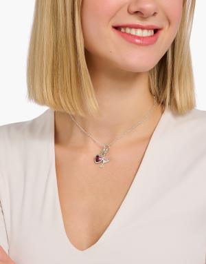 Thomas Sabo Silver charm pendant with red stone in heart-shape in 925 sterling silver - SILVER