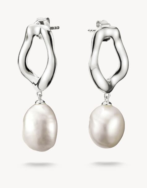 Thomas Sabo Silver earrings with frehswater pearl natural beauty in silver, white - view 1