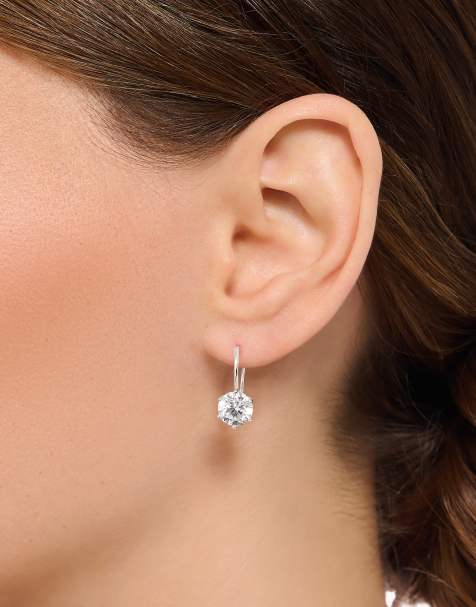 Thomas Sabo silver earrings with white stone in sterling silver - SILVER - view 1