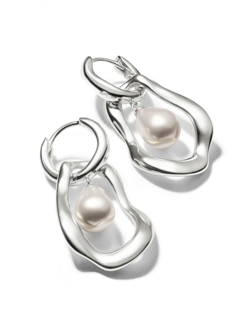 Thomas Sabo Silver hoop earrings with freshwater pearls natural beauty in silver, white, 3 of 3