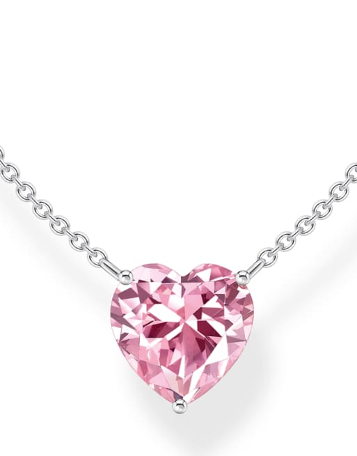 Thomas Sabo Silver necklace with pink heart-shaped pendant in silver, pink, 2 of 3