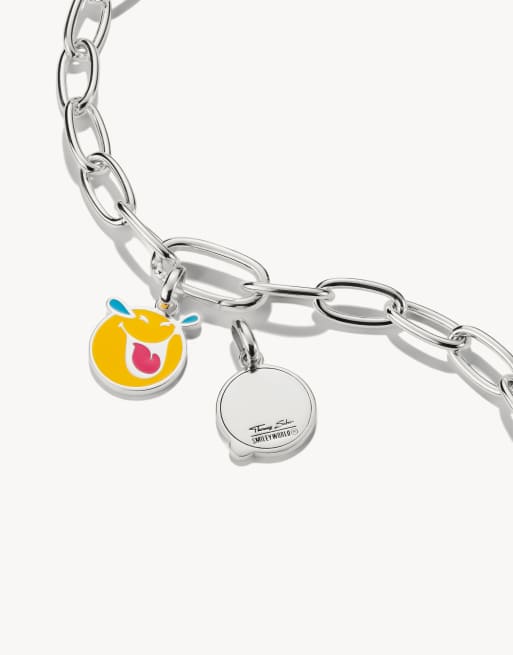Thomas Sabo Silver smileyworld® cheeky charm pendant connect in silver, yellow, pink, 3 of 3