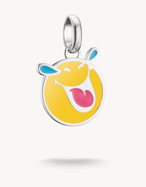 Thomas Sabo Silver smileyworld® laughing charm pendant connect in silver, blue, yellow, pink - view 1