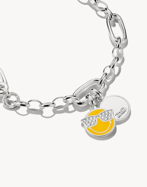 Thomas Sabo – Smiley-Emoji-Anhänger mit Sonnenbrille von smileyworld® aus Sterlingsilber, Gelb und Weiß, 2 von 3