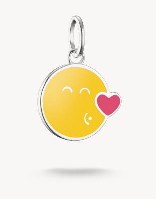 Thomas Sabo - Smileyworld Connect - Charm-Anhänger aus Silber mit Kiss-Design in Gelb und Pink