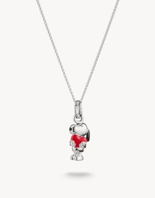 Thomas Sabo Thomas Sabo snoopy pendant chain with heart in silver black and red - SILVER