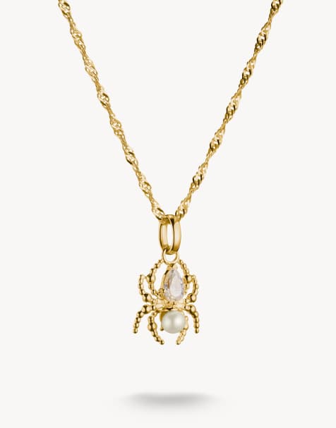 Thomas Sabo Spider Pendant Necklace in gold and white - view 1