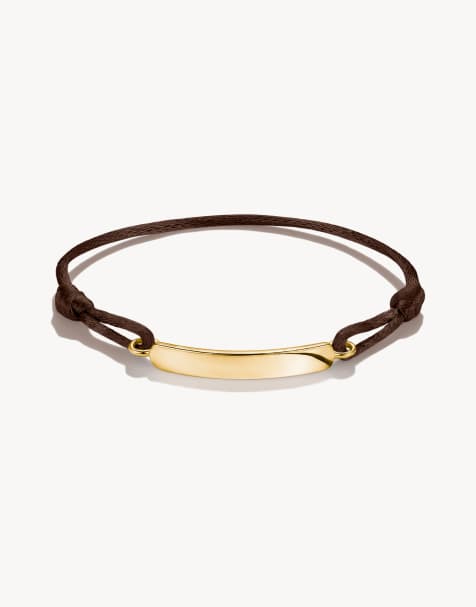 Thomas Sabo textielarmband graveerbaar donkerbruin in goud, browm - view 1