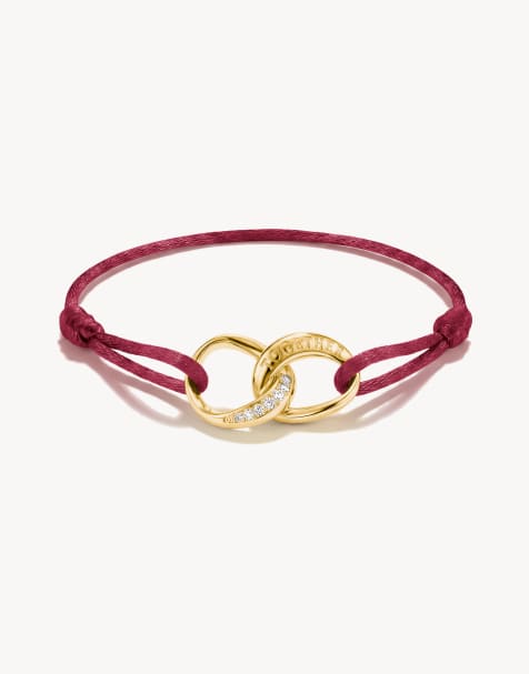 Thomas Sabo textielarmband met rode en witte zirkonia in goud, wit, rood - view 1