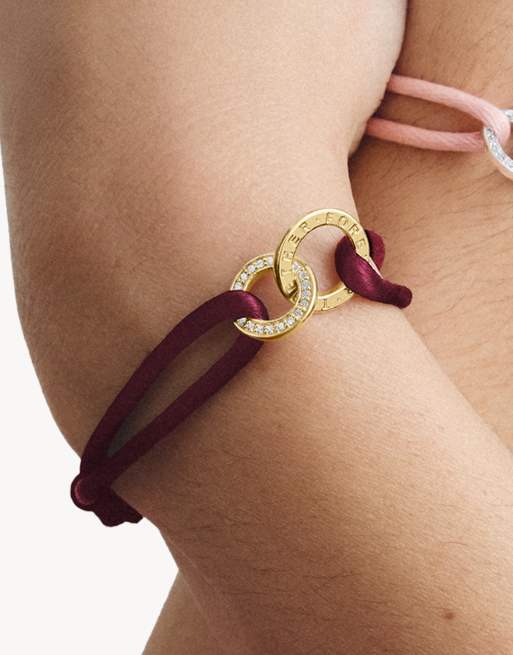 Thomas Sabo textielarmband met rode en witte zirkonia in goud, wit, rood, 4 van 4