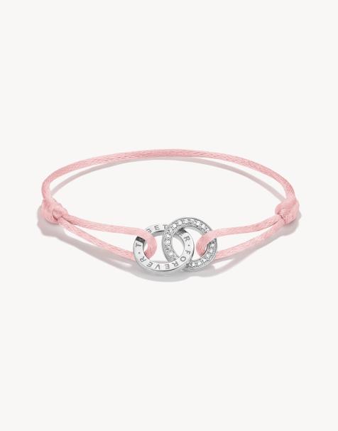Thomas Sabo textielarmband met roze en witte zirkonia in zilver, wit, roze - view 1