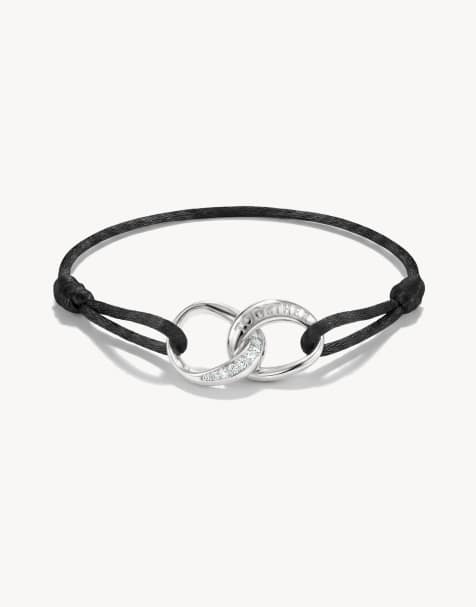 Thomas Sabo textielarmband samen zwart met witte zirkonia in zilver, wit, zwart - view 1