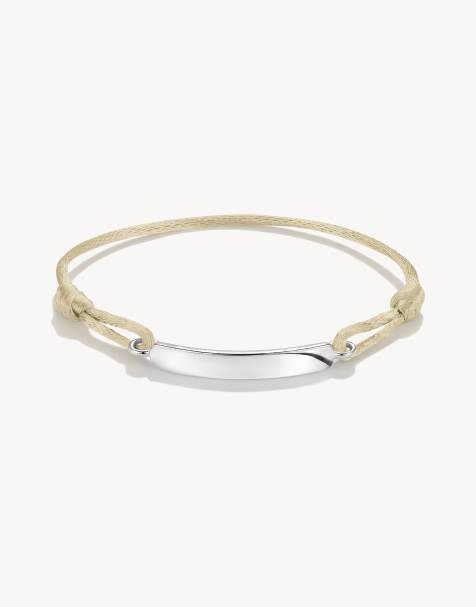 Thomas Sabo Textilarmband gravierbar beige in Silber, beige - view 1