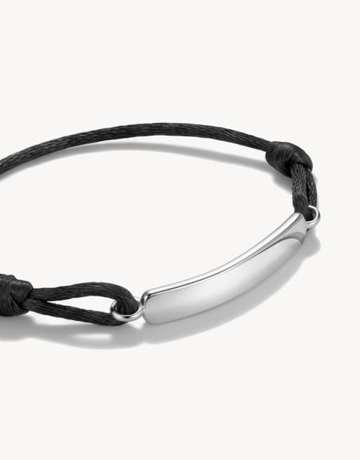 Thomas Sabo Textile bracelet engravable black in silver, black, 3 of 4