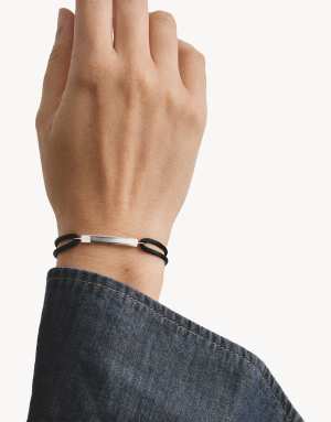 Thomas Sabo Textile bracelet engravable black in silver, black