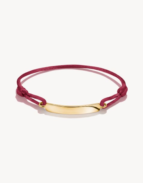 Thomas Sabo Textile bracelet engravable dark red in gold, red - view 1