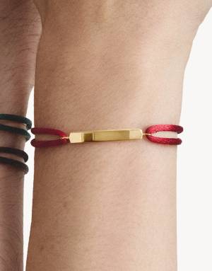 Thomas Sabo Textile bracelet engravable dark red in gold, red