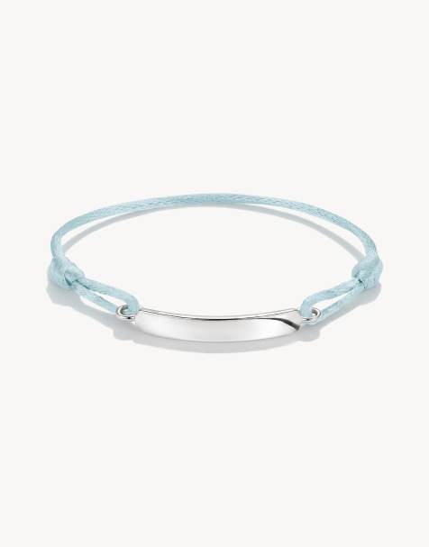 Thomas Sabo Textile bracelet engravable light blue in silver, blue - view 1