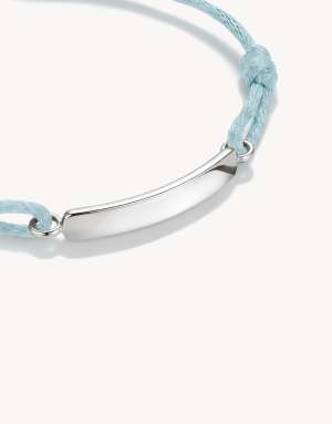 Thomas Sabo Textile bracelet engravable light blue in silver, blue