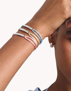 Thomas Sabo Textile bracelet engravable light blue in silver, blue