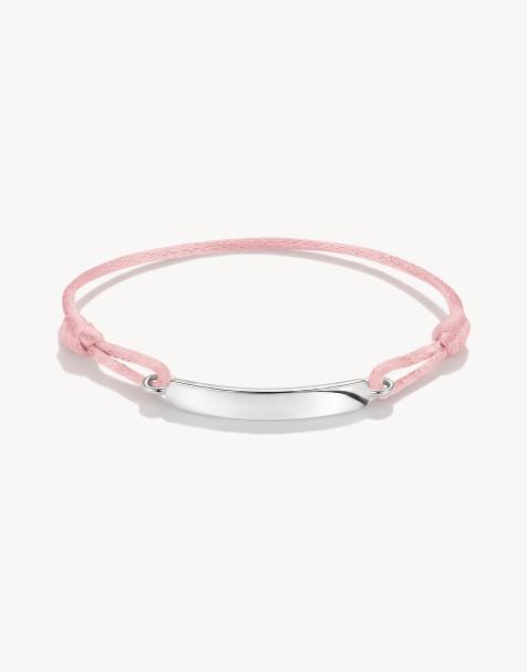 Thomas Sabo Textile bracelet engravable pink in silver, pink - view 1