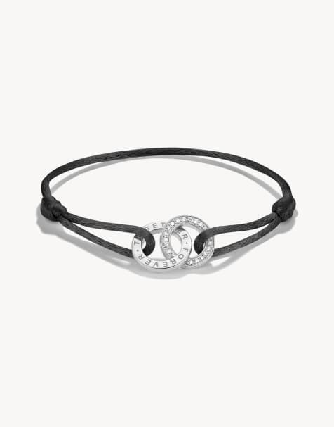 Thomas Sabo Textile bracelet together black with white zirconia in silver, white, black - view 1