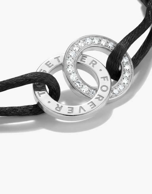 Thomas Sabo Textile bracelet together black with white zirconia in silver, white, black, 2 of 4