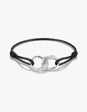 Thomas Sabo Textile bracelet together black with white zirconia in silver, white, black