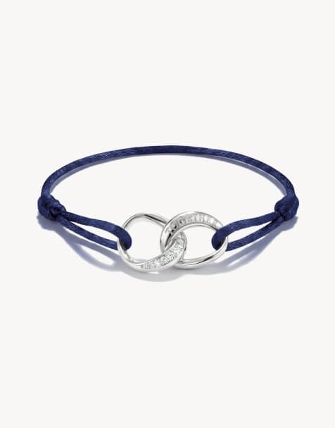 Thomas Sabo Textile bracelet together dark blue with white zirconia in silver, white, blue - view 1