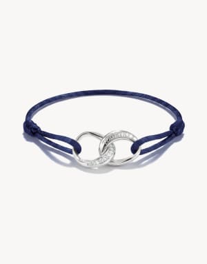 Thomas Sabo Textile bracelet together dark blue with white zirconia in silver, white, blue