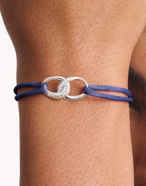 Thomas Sabo Textile bracelet together dark blue with white zirconia in silver, white, blue