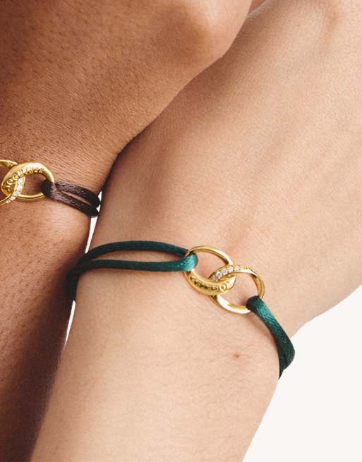 Thomas Sabo Textile bracelet together green with white zirconia in gold, white, green, 4 of 4