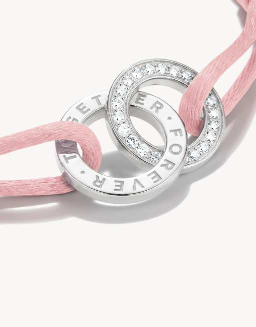 Thomas Sabo Textile bracelet together pink with white zirconia in silver, white, pink, 2 of 4