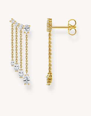 Thomas Sabo - Vergoldete Ohrringe mit Wasserfalldesign mit weißen Schmucksteinen-Goldfarben