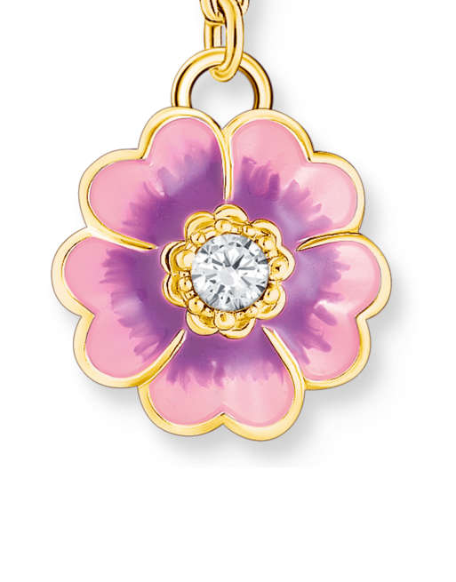 Thomas Sabo vergoldeter Charm-Anhänger mit violetter Blume in Gold, Weiß, Pink, Lila, 2 von 3