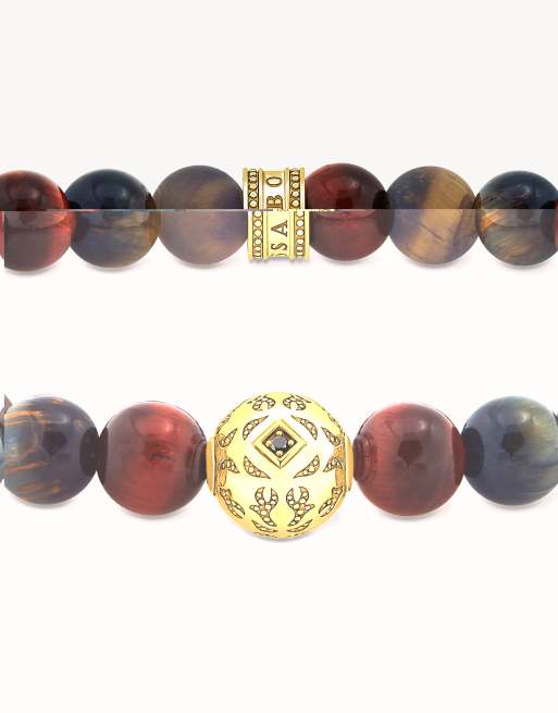 Thomas Sabo - Vergulde kralenarmband met blauwgoud en rood tijgeroog in multi, 2 van 3