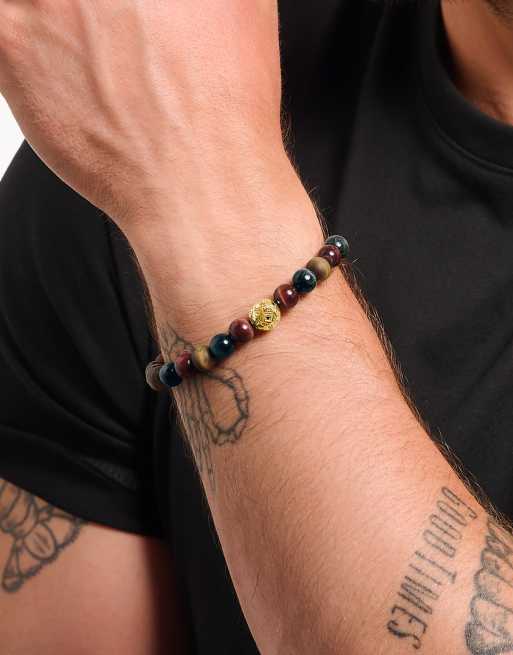 Thomas Sabo - Vergulde kralenarmband met blauwgoud en rood tijgeroog in multi, 3 van 3
