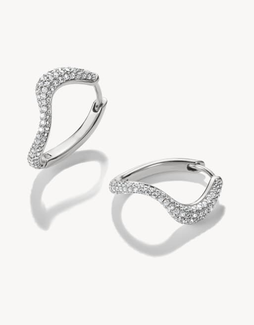 Thomas Sabo Wavy hoop earrings with white zirconia in silver, white, 2 of 4