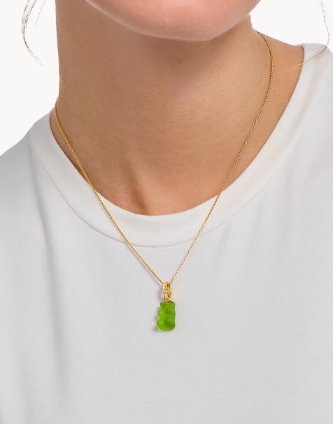Thomas Sabo x Haribo – Halskette mit 18-karätiger Vergoldung in Gelbgold und grünem Bäranhänger - view 1