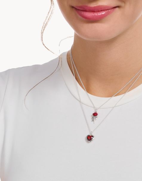 Thomas Sabo – Zarte Halskette aus 925er Sterlingsilber mit rotem Rosenanhänger - view 1