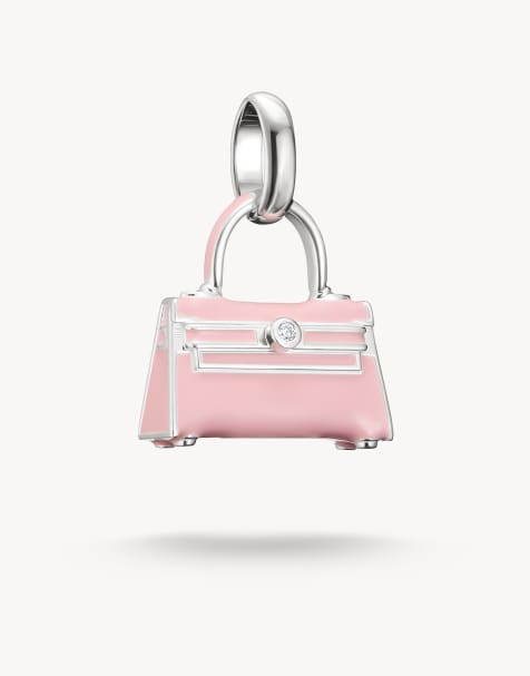 Thomas Sabo zilveren bedel hanger handtasconnector in zilver, roze, wit - view 1