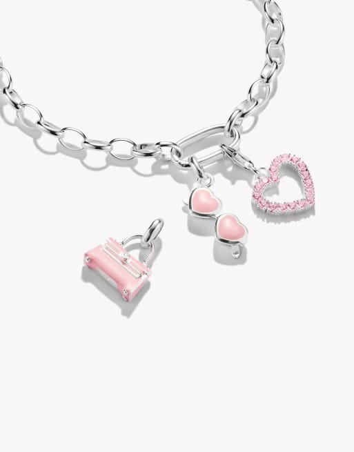 Thomas Sabo zilveren bedel hanger handtasconnector in zilver, roze, wit, 2 van 4