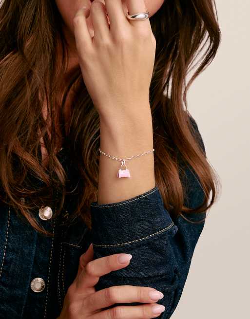 Thomas Sabo zilveren bedel hanger handtasconnector in zilver, roze, wit, 3 van 4