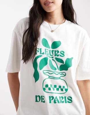 Threadbare Threaadbare Cotton Short Sleeve Fleurs Graphic T-shirt In Green