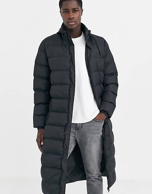Threabare longline puffer with concealed hood | ASOS