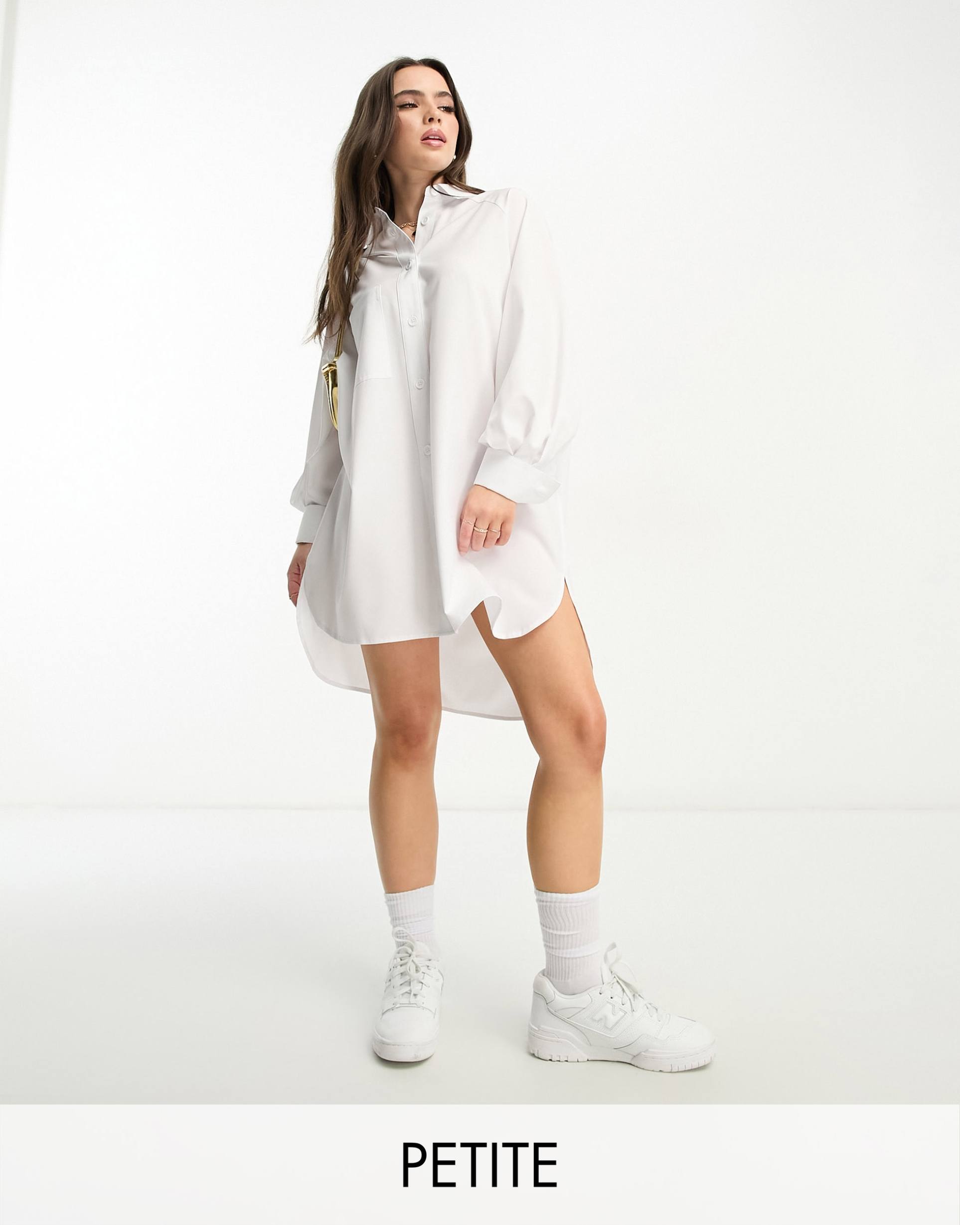 threabdare petite sheila mini shirt dress in white