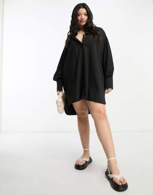 Threadbare Plus Threabdare Plus Sheila mini shirt dress in black